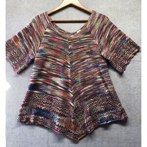 Faded Glory Knit Top Large Multicolor Convex Hem Flowy Boho Eclectic Gypsy Artsy